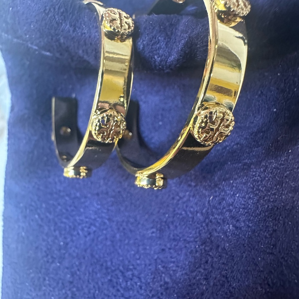 Tory Burch Gold Hoop Earrings - Picture 4 of 4